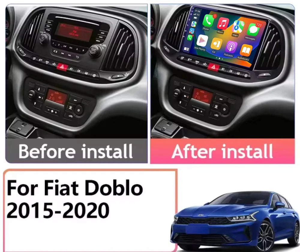 Android 16 For Fiat Doblo 2015 2016 2017 2018 2019 2020 GPS Car Radio Multimedia Video Player Stereo Navigation Wifi 360 Camera