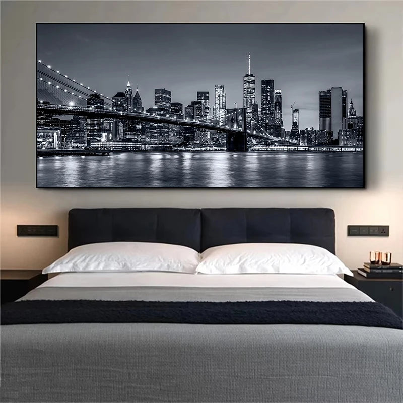Los Angeles Cityscape New York Manhattan City Skyline Poster Print Canvas Painting Wall Art Architectural Home Decor Mural