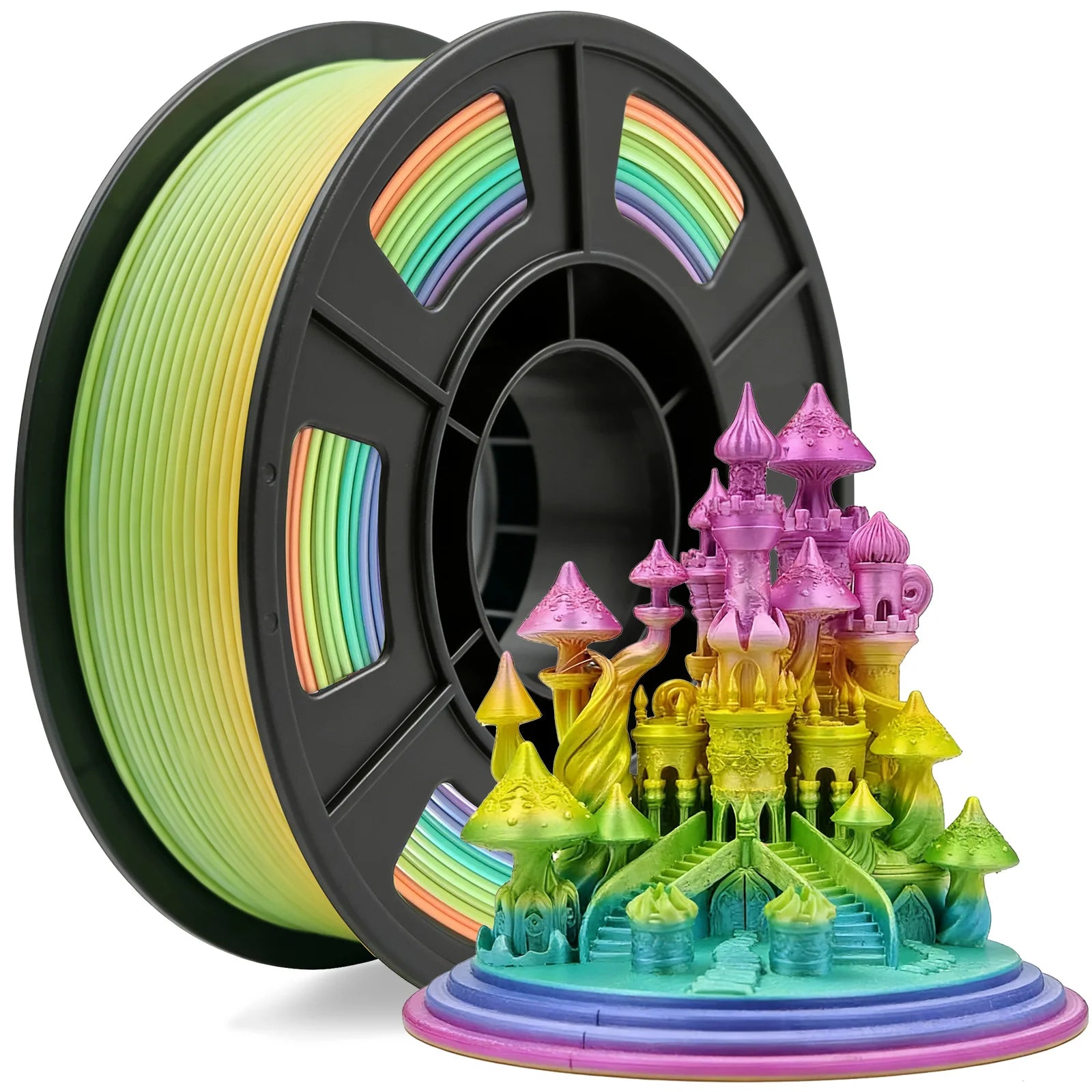 PLA Filament 1.75mm, Multicolor 3D Printer Filament, Color Gradient Change PLA, Fit Most FDM Printers, 250g (0.55lbs)