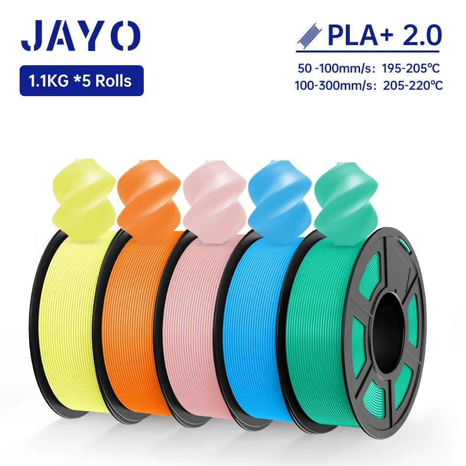 JAYO 3D Filament PLA +/PLA Meta/ PLA Matte/PLA PLUS 2.0/ PLA 1.75MM 5Rolls Coloful Neatly Wound 3D Printer Filament 1.1KG