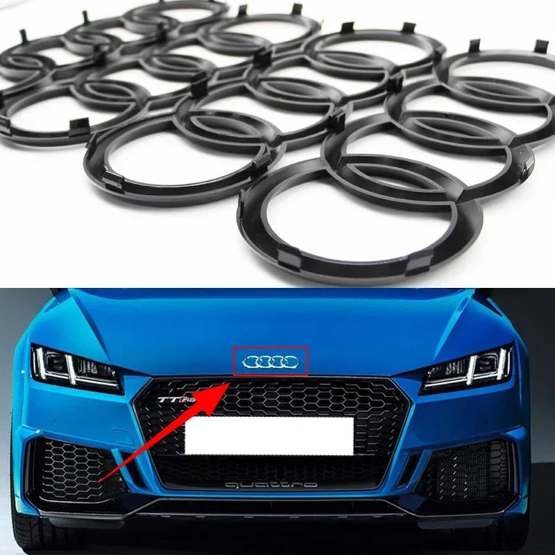 ABS 4 Rings Logo Audi Emblem Car Front Hood Emblem Bonnet Badge Rear Trunk Badge For Audi A3 A4 A5 A6 A7 A1 Q2 Q3 Q5 Q7 Q8 TT