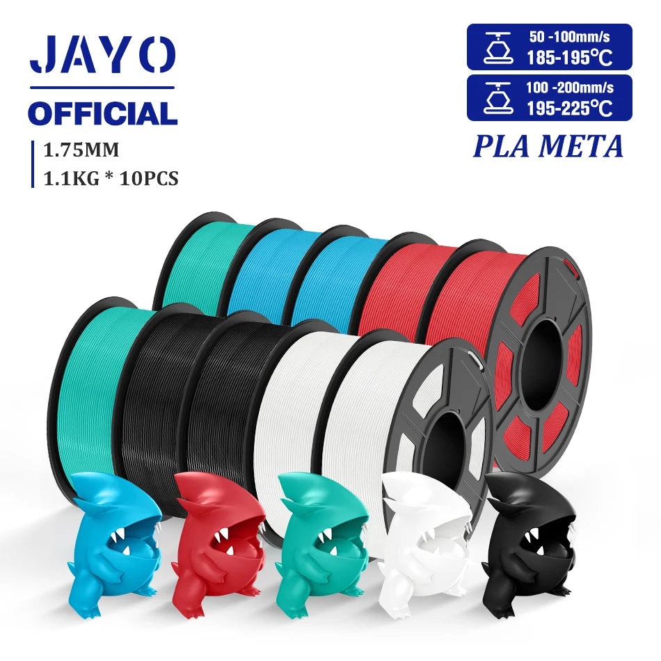 JAYO 3D Filament 1.75mm PLA / PLA Plus / PLA Meta/ Silk PLA+/PLA Matte 3D Prnter Filament 1.1KG For FDM Multicolor Set 10Rolls