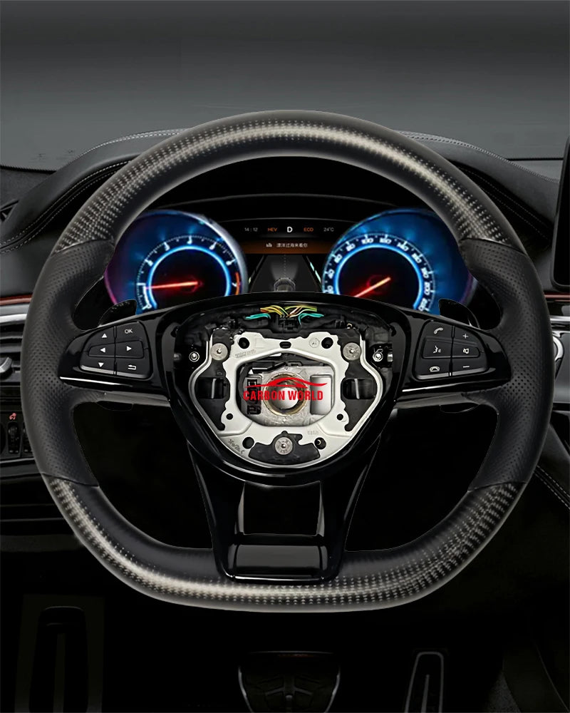 Carbon Fiber Leather Steering Wheel Upgraded Model Fit for Mercedes-Benz W205 W204 W222 C63 GLA GLC A45 E63 S63 G63 GLS