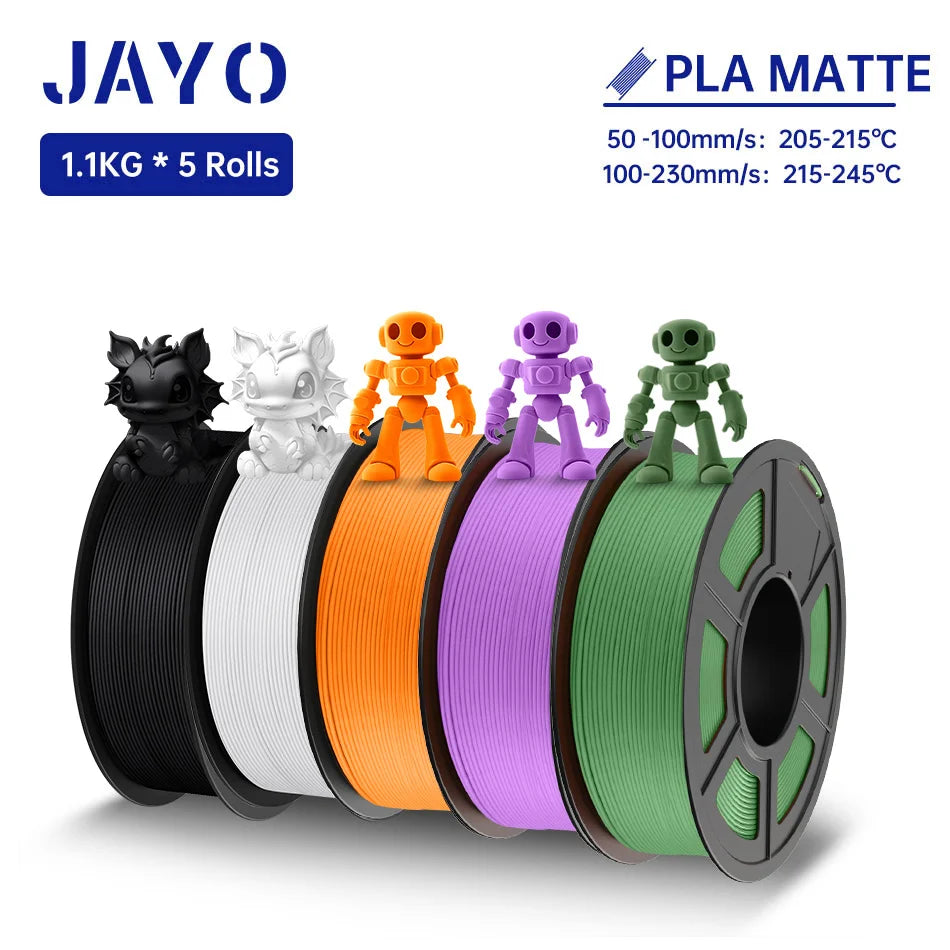 JAYO 3D Filament PLA +/PLA Meta/ PLA Matte/PLA PLUS 2.0/ PLA 1.75MM 5Rolls Coloful Neatly Wound 3D Printer Filament 1.1KG