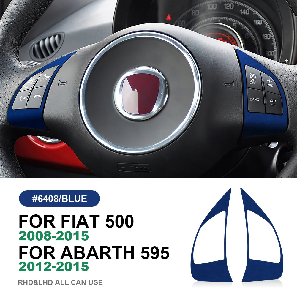 Italian Top Suede Sticker For Fiat 500 2008-15 For Abarth 595 2012-15 steering wheel button frame turn fur interior Accessories