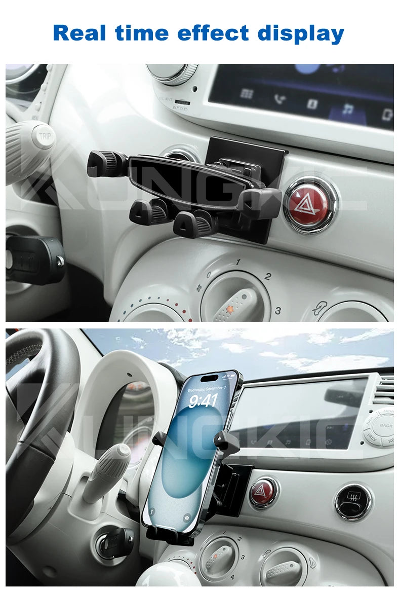 for Fiat 500 2008 2009-24 Abarth 595 2012 2013 2014 2015 2016 2017 2018 2019 2020 2021 2022 2023 2024 Car Gravity Phone Holder