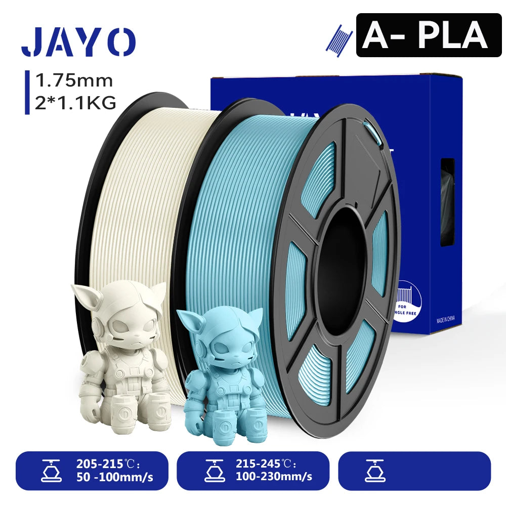 JAYO 2 Rolls 3D PLA / AntiString PLA / High Speed PLA Filament PLA Filament 1.75mm Neatly Wound 3D Printing Filament for 3D