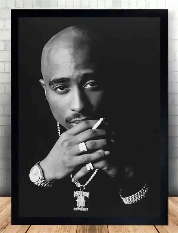 Black and White Pop Hip Hop Rapper 2PAC Posters Tupac Music Album Cover Aesthetic for Room Canvas Painting Art Wall Home Decor