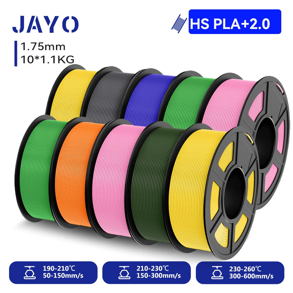 JAYO 10 Rolls 3D PETG/PLA/PLA PLUS/PLA Meta/ PLA Matte Printer Filament 1.75mm 100% No Bubble non-toxic 3D Printing Materials