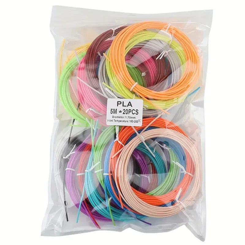 Colored PLA Filament for 25M 30M 36M 45M 50M 96M 100M 150M 200M Smoke-free Safe Plastic Refill for 3D Children's Printing Pen