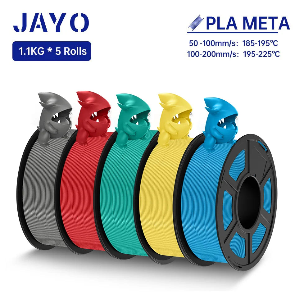 JAYO 3D Filament PLA +/PLA Meta/ PLA Matte/PLA PLUS 2.0/ PLA 1.75MM 5Rolls Coloful Neatly Wound 3D Printer Filament 1.1KG