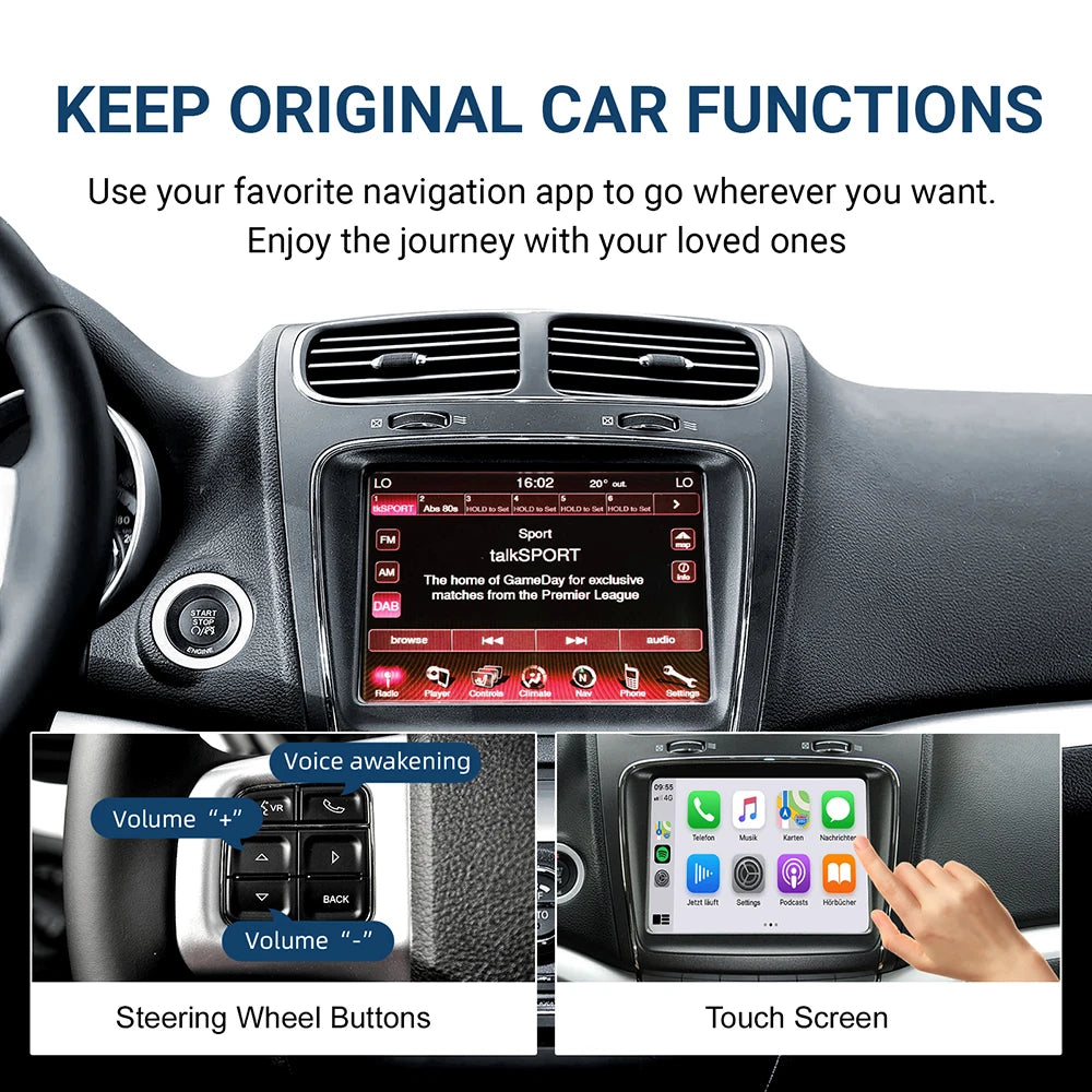 Wireless CarPlay Android Auto retrofit kit decoder box for Fiat Freemont 2013 2014 2015 2016 2017 2018
