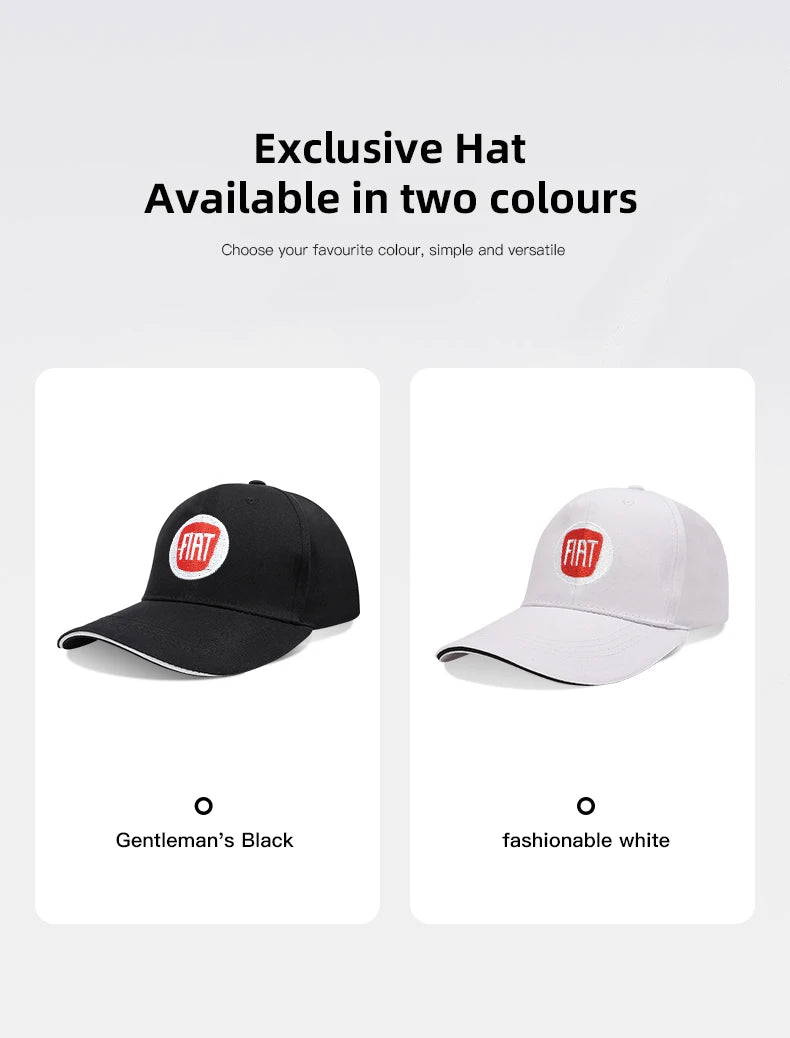 Fiat Emblem Baseball Hat Men Women Adjustable Peaked Cap For Fiat Abarth 500e Panda Tipo FR Argo Freemont Viaggio Bravo Punto