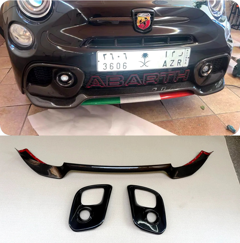 For Fiat, Abbas Fiat 595 Abarth Carbon Fiber, Front Lip, Front Shovel Chin Modification Front Fog Lamp Cover