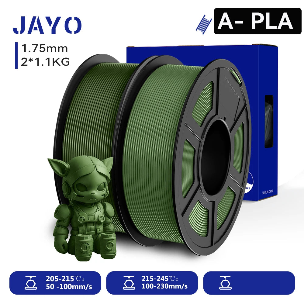 JAYO 2 Rolls 3D PLA / AntiString PLA / High Speed PLA Filament PLA Filament 1.75mm Neatly Wound 3D Printing Filament for 3D