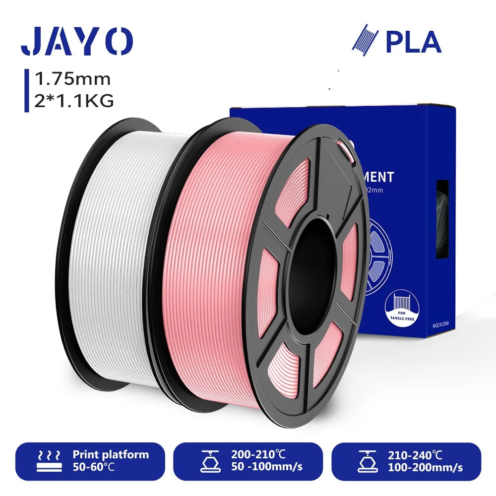 JAYO 2 Rolls 3D PLA / AntiString PLA / High Speed PLA Filament PLA Filament 1.75mm Neatly Wound 3D Printing Filament for 3D