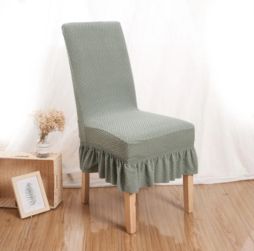 Skirt Dining Chair Cover Jacquard Elastic Soft Seat Cover Anti-dirty Stool Slipcover Suitable for Kit Pet Room Living Home Decor