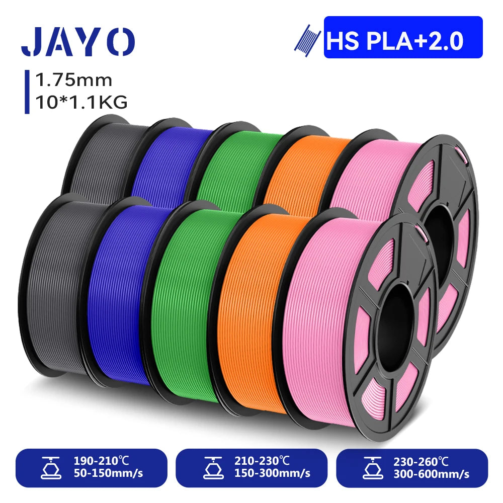 JAYO 10 Rolls 3D PETG/PLA/PLA PLUS/PLA Meta/ PLA Matte Printer Filament 1.75mm 100% No Bubble non-toxic 3D Printing Materials
