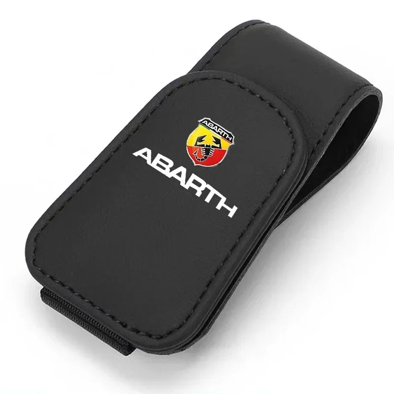 Leather Car Sun Visor Sunglasses Holder for Fiat 500e Tipo 500 500x Abarth Auto Eyeglass Clip Mount, Fiat Car Interior Accessory