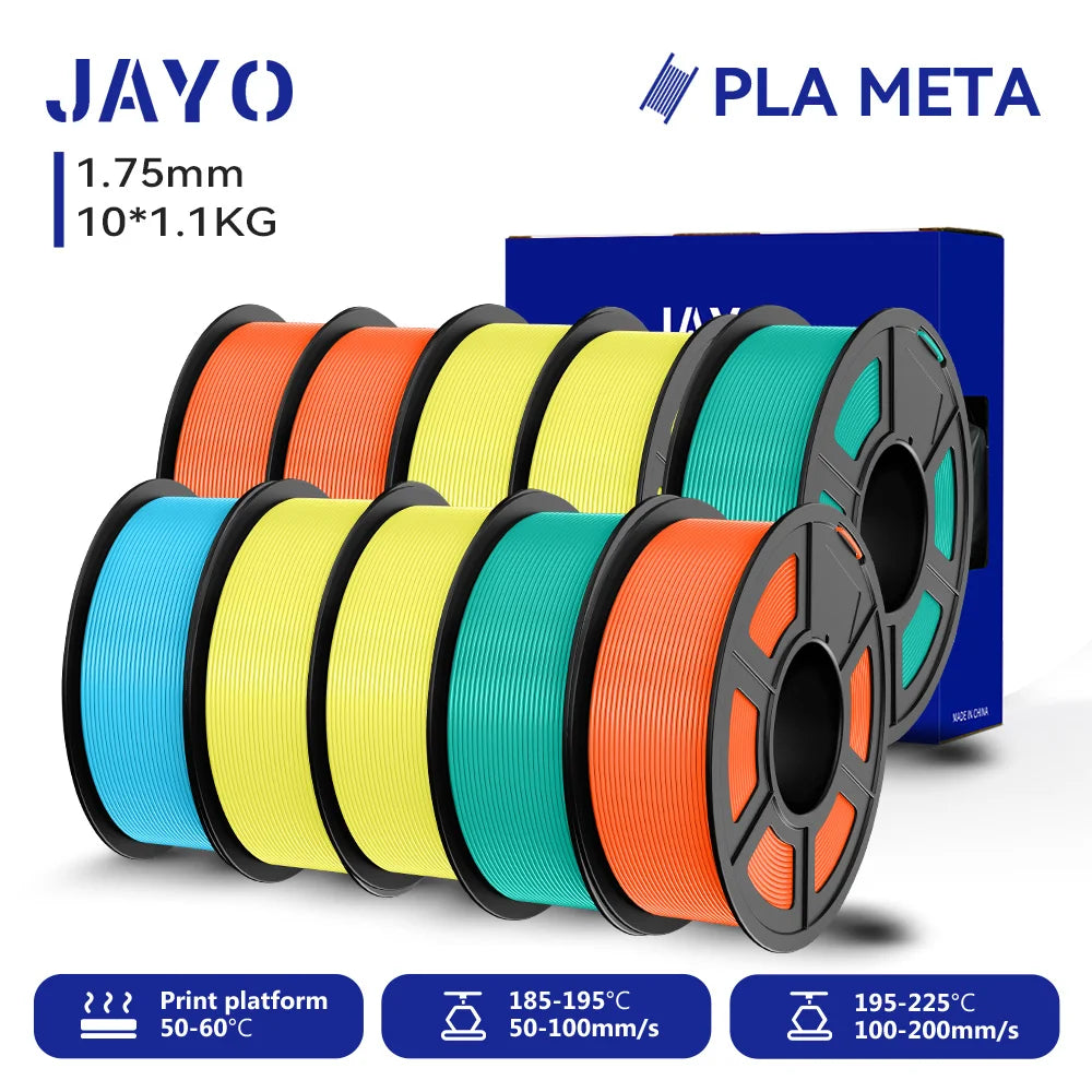 JAYO 10 Rolls 3D PETG/PLA/PLA PLUS/PLA Meta/ PLA Matte Printer Filament 1.75mm 100% No Bubble non-toxic 3D Printing Materials