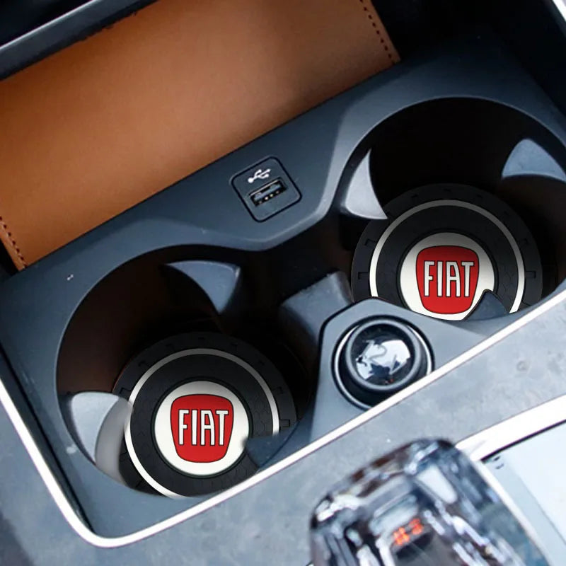 Car water cup mat interior soft rubber anti slip cup mat For Fiat 500 Punto 124 125 500 Bravo Stilo Panda Abarth Tipo Viaggio