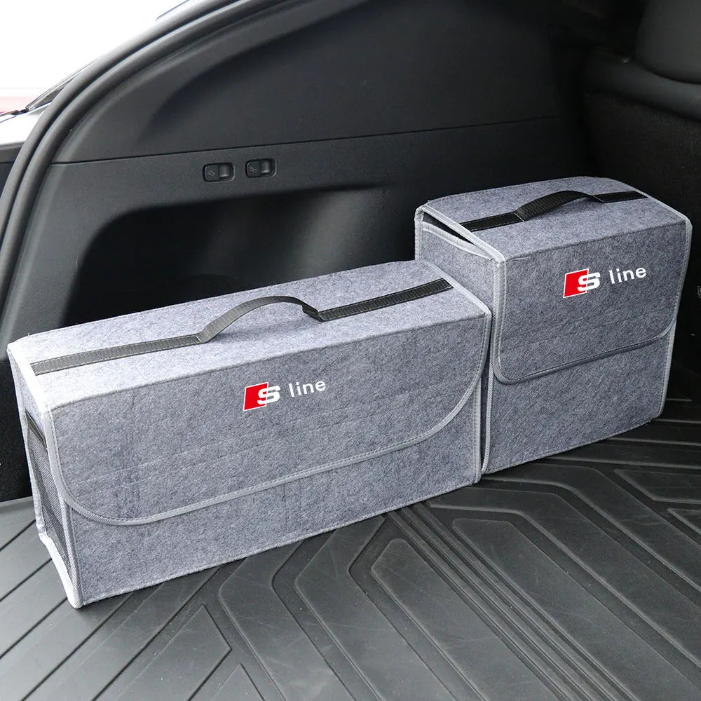 Large Capacity Car Trunk Storage Box Auto Badge Multiuse Tools Organizer Bag Folding Stowing Tidying Accessories For AUDI SLINE