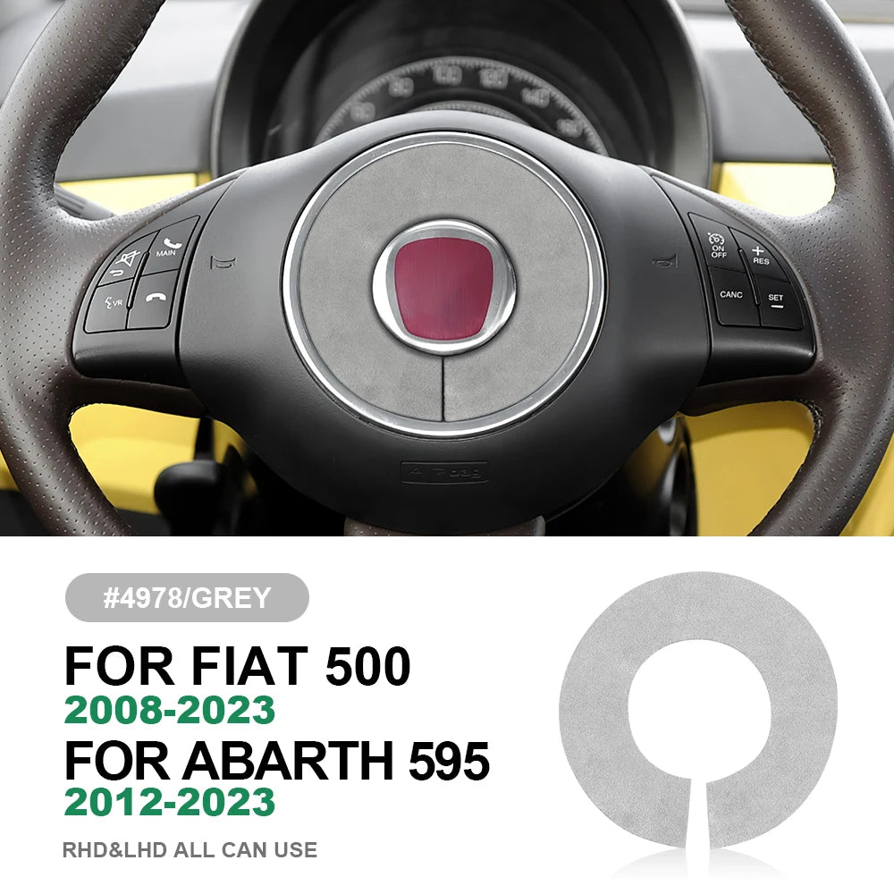 Italian Top Suede Sticker For Fiat 500 2008-15 For Abarth 595 2012-15 steering wheel button frame turn fur interior Accessories