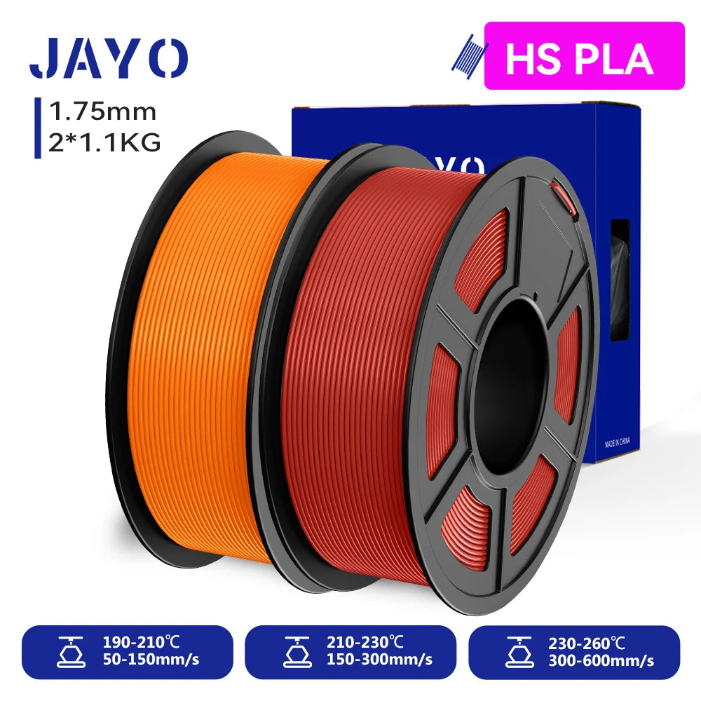 JAYO 2 Rolls 3D PLA / AntiString PLA / High Speed PLA Filament PLA Filament 1.75mm Neatly Wound 3D Printing Filament for 3D