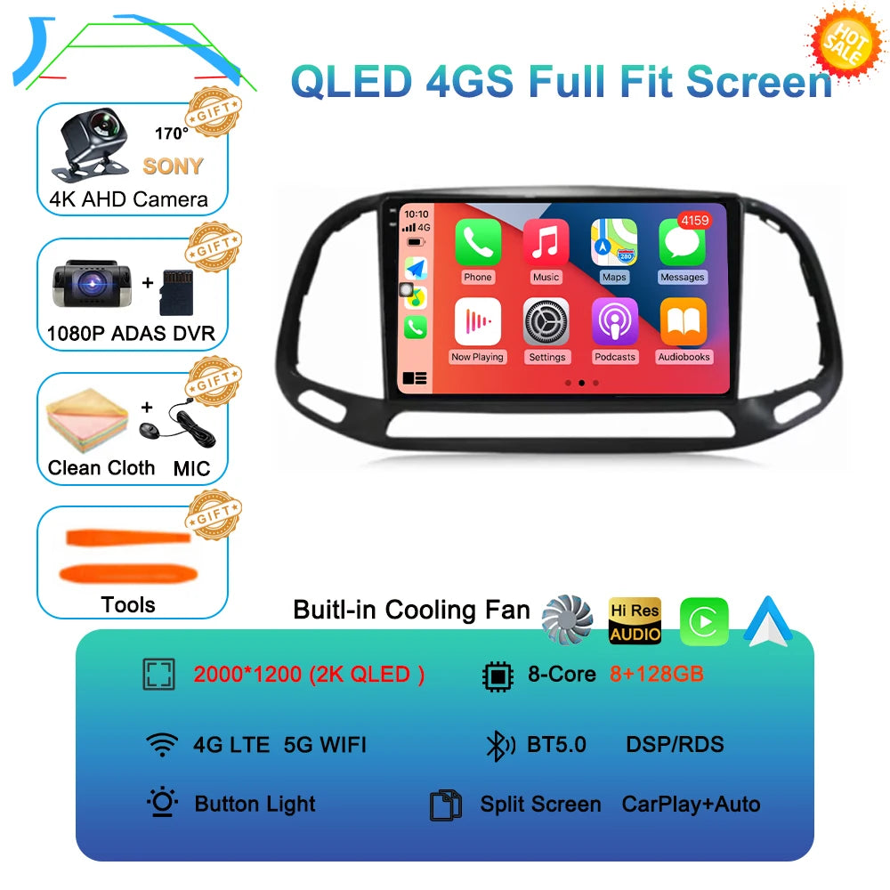 Android 16 For Fiat Doblo 2015 2016 2017 2018 2019 2020 GPS Car Radio Multimedia Video Player Stereo Navigation Wifi 360 Camera