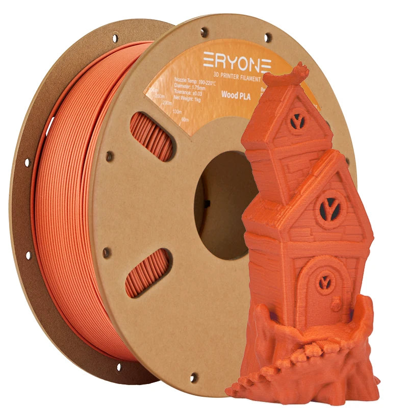Eryone 1KG PLA Wood Premium Filament 3D Print, Real Wood Flour,Deep Light,wood pla filament,PLA Wood