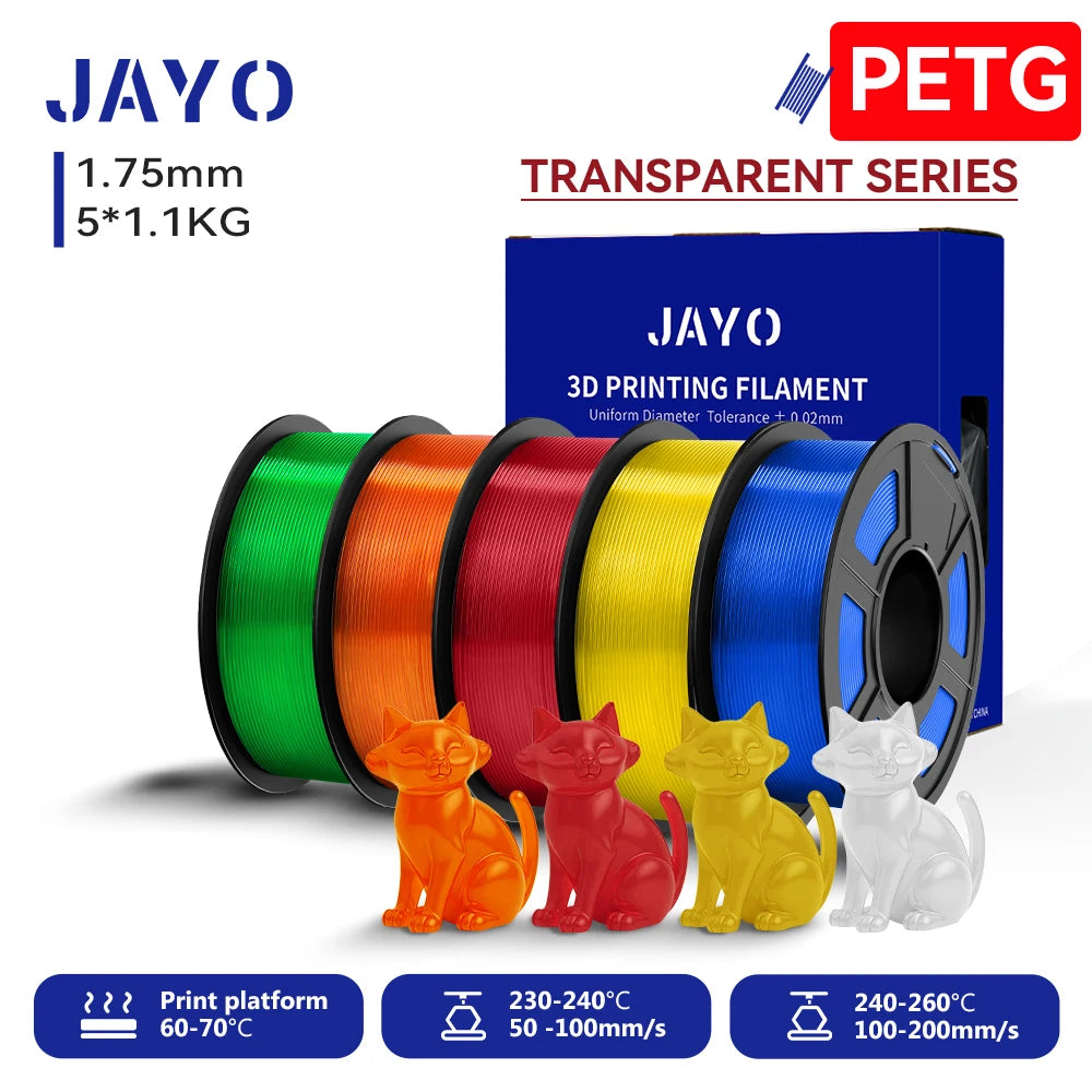 JAYO 3D PLA / SILK / PLA META / PETG / PLAMatte / ABS / High Speed PLA/ PLA PLUS 3D Filament 1.75mm Printer Filament 1.1KG/Roll