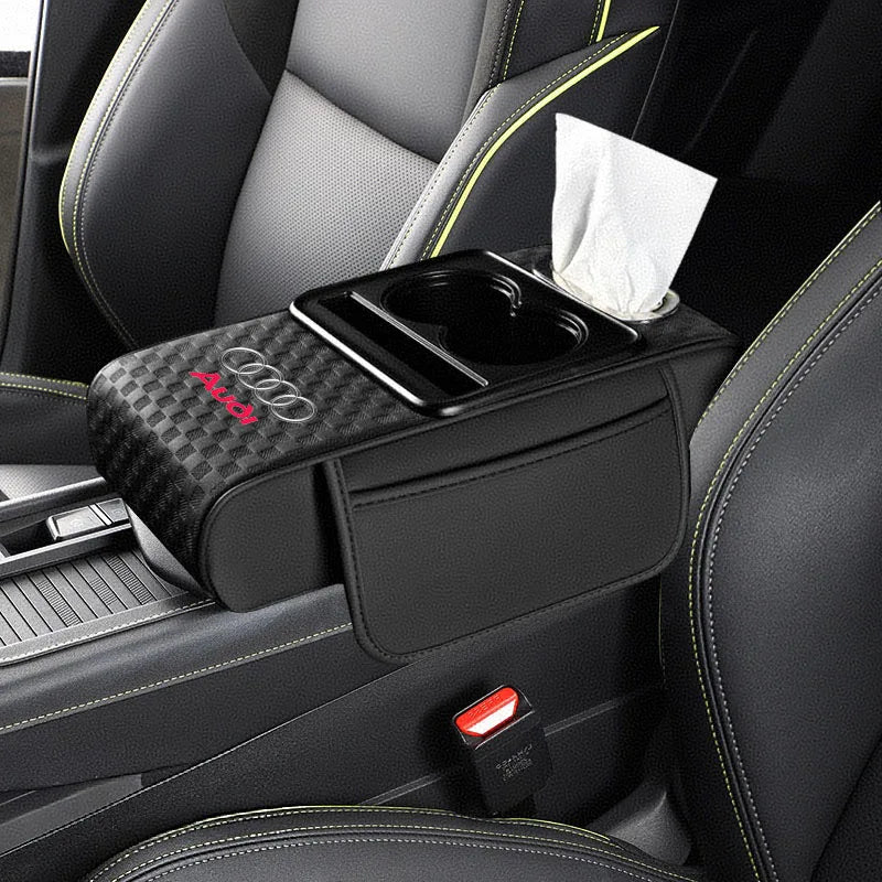 Auto Center Console Armrest Cushion With 2 Cup Holder Tissue Box for Audi A1 A3 A4 A5 A6 A7 A8 Q3 Q5 Q7 Q8 RS4 RS5 S3 S4 S5 TT