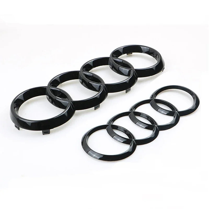 ABS 4 Rings Logo Audi Emblem Car Front Hood Emblem Bonnet Badge Rear Trunk Badge For Audi A3 A4 A5 A6 A7 A1 Q2 Q3 Q5 Q7 Q8 TT