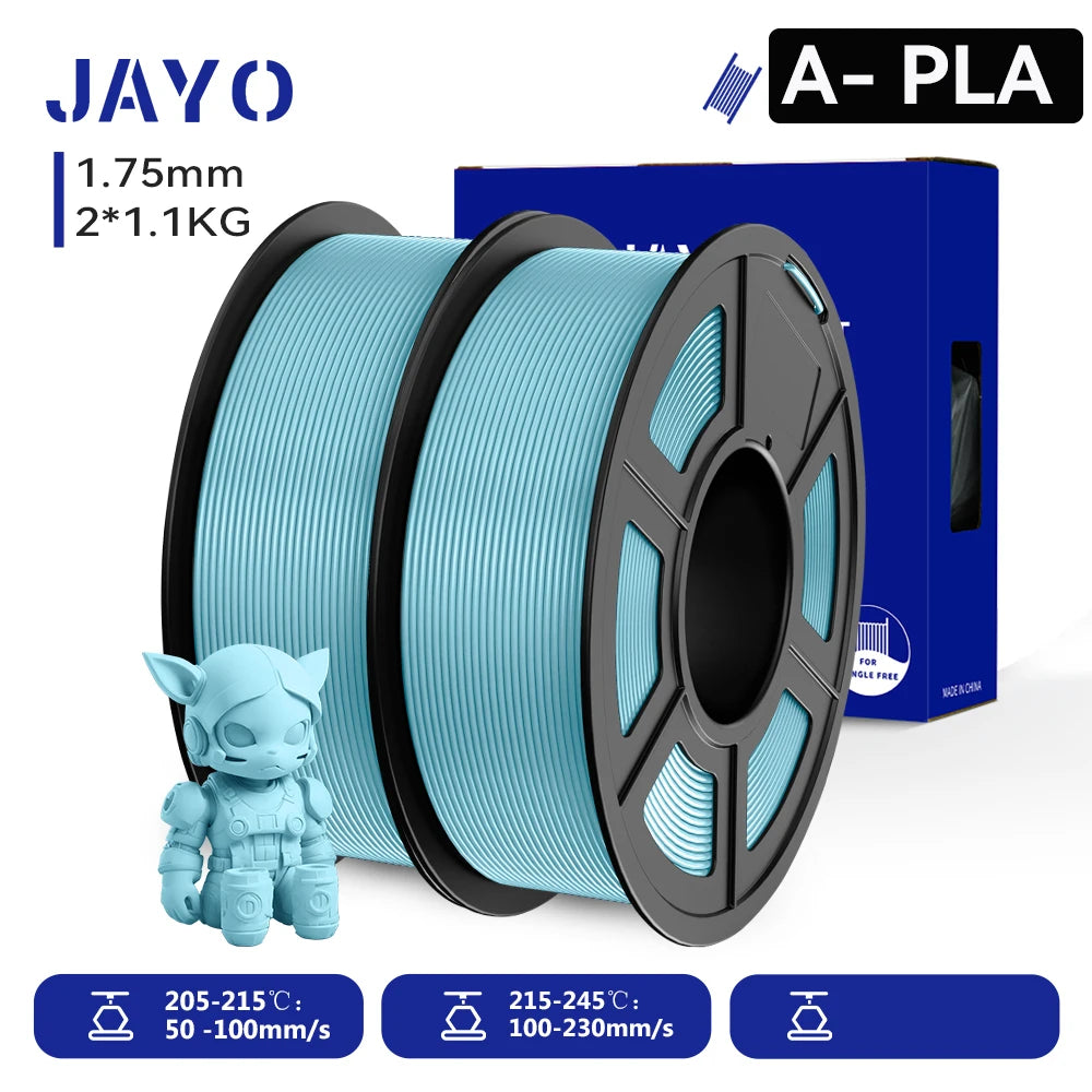 JAYO 2 Rolls 3D PLA / AntiString PLA / High Speed PLA Filament PLA Filament 1.75mm Neatly Wound 3D Printing Filament for 3D