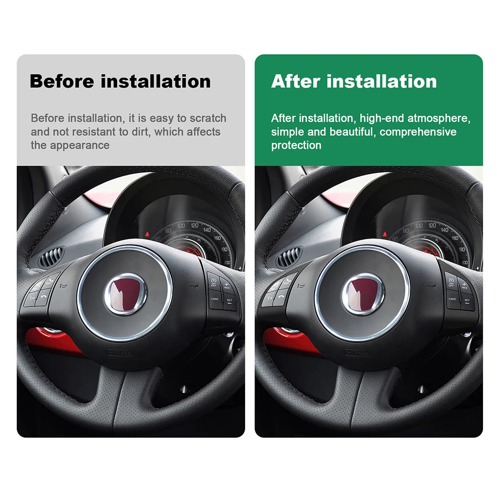 Italian Top Suede Sticker For Fiat 500 2008-15 For Abarth 595 2012-15 steering wheel button frame turn fur interior Accessories