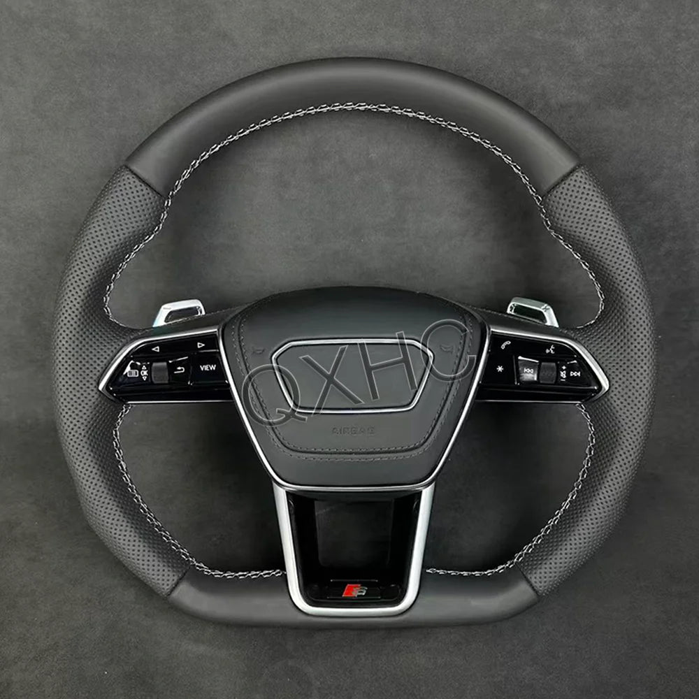 Leather Perforated Steering Wheel For Audi RS A3 A4L A5 A6L A7 Q2 Q3 S4 S5 R8 B8 C7 Q7 TTRS Steering Wheel Campaign Assembly