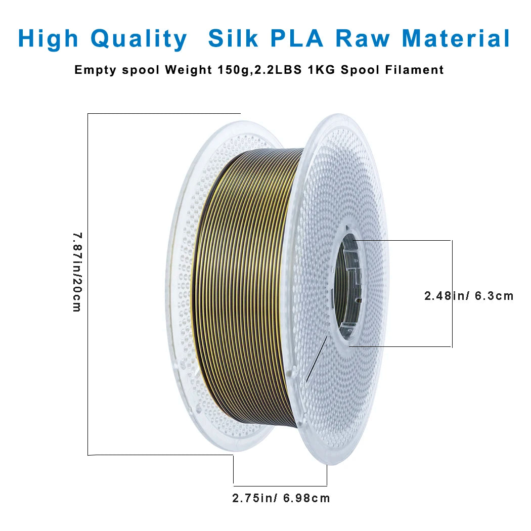 PLA Silk 1KG Black Gold, 1.75mm Very beautiful Dual Color Filament, Using Reusable Spool, Compatible with Bambu Lab Refill Filam
