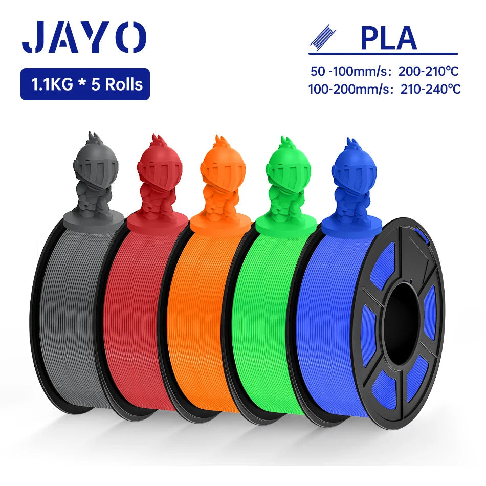 JAYO 3D Filament PLA +/PLA Meta/ PLA Matte/PLA PLUS 2.0/ PLA 1.75MM 5Rolls Coloful Neatly Wound 3D Printer Filament 1.1KG