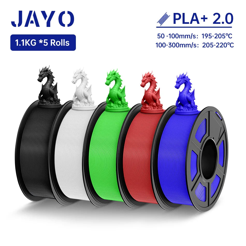 JAYO 3D Filament PLA +/PLA Meta/ PLA Matte/PLA PLUS 2.0/ PLA 1.75MM 5Rolls Coloful Neatly Wound 3D Printer Filament 1.1KG