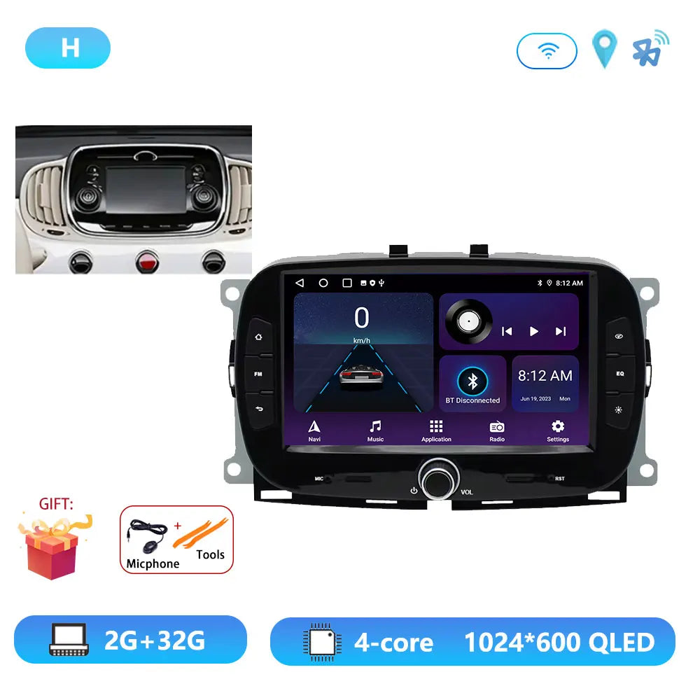 Android15 For Fiat 500 2016 - 2019 Car Radio Multimedia Player Video Navigation Carplay Stereo GPS WIFI DSP Carplay Android Auto