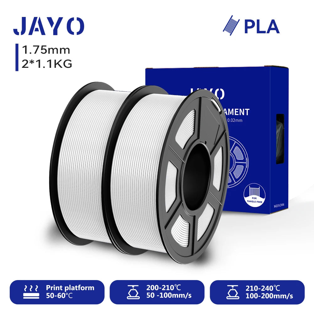 JAYO 2 Rolls 3D PLA / AntiString PLA / High Speed PLA Filament PLA Filament 1.75mm Neatly Wound 3D Printing Filament for 3D