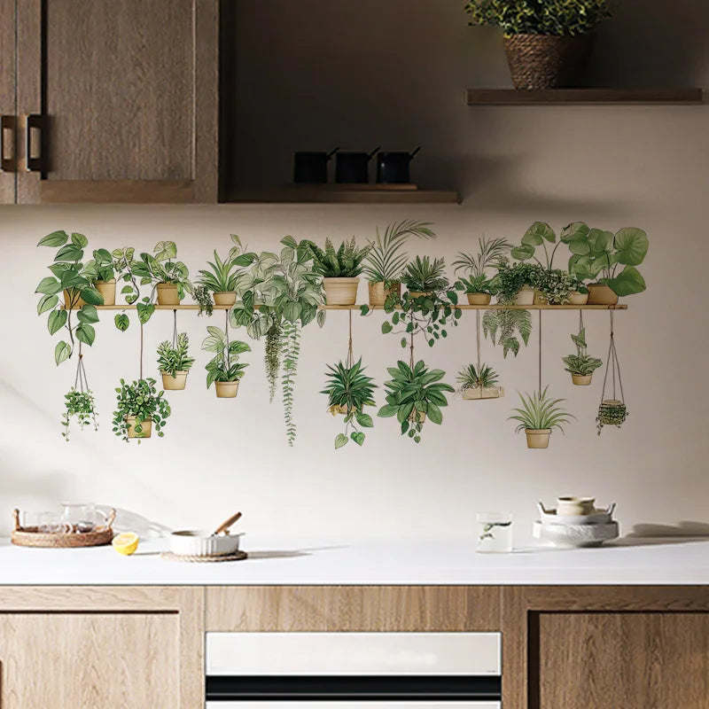 Multiple Flower Shelf Potted Furniture Wall Stickers Home Decor Accessories Living Room Bedroom Decoration Kids Room Wall Decals