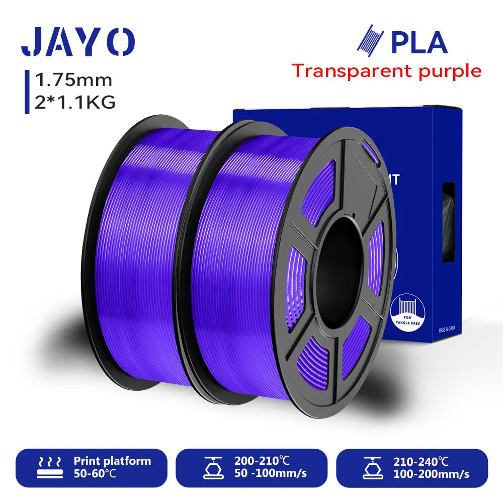 JAYO 2 Rolls 3D PLA / AntiString PLA / High Speed PLA Filament PLA Filament 1.75mm Neatly Wound 3D Printing Filament for 3D