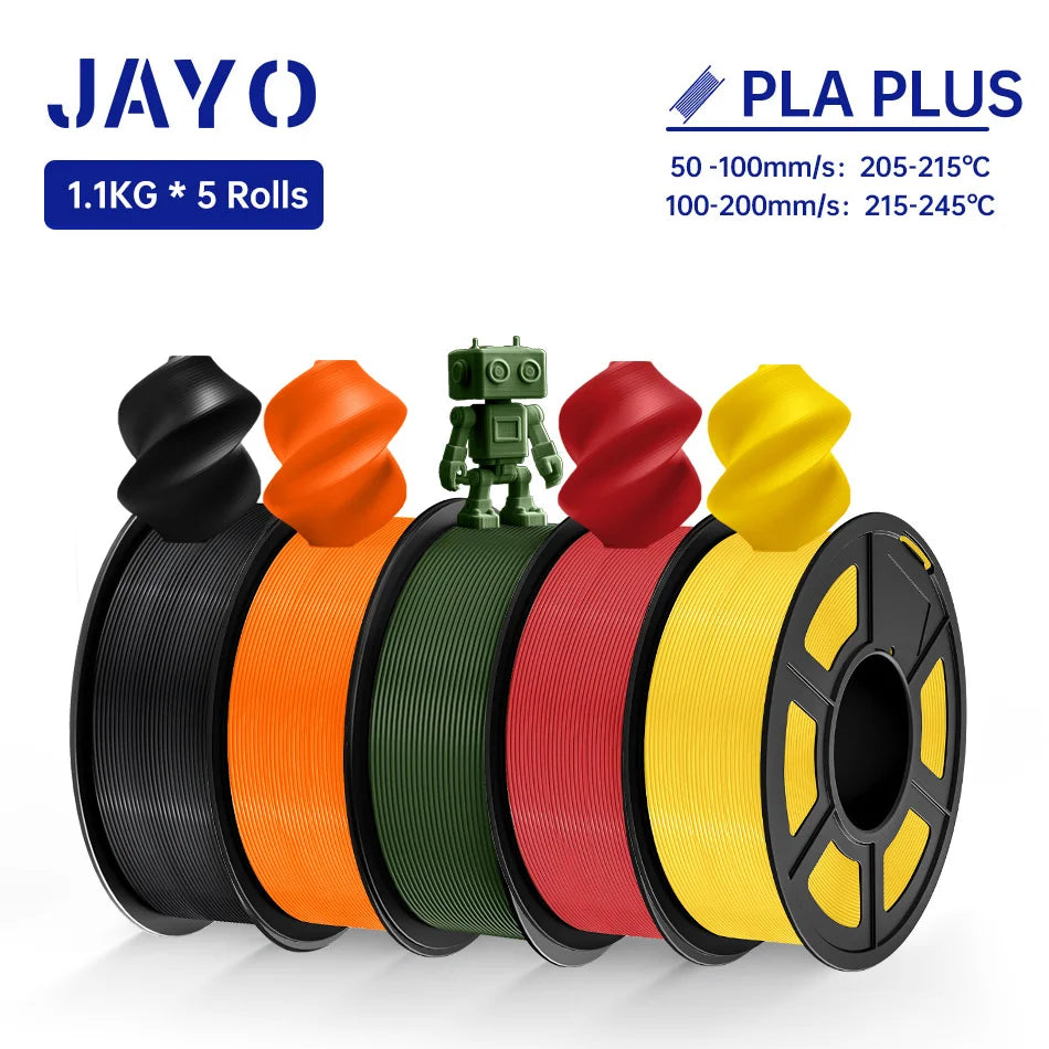 JAYO 3D Filament PLA +/PLA Meta/ PLA Matte/PLA PLUS 2.0/ PLA 1.75MM 5Rolls Coloful Neatly Wound 3D Printer Filament 1.1KG