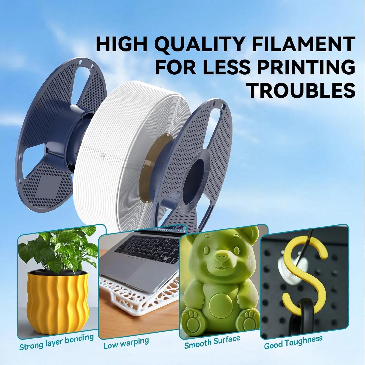 SUNLU PLA/PLA+/PETG/SILK/PLA Matte/ PLA Meta Filament 5KG 1KG/ Roll 1.75mm +/-0.02MM 3D Printer Filament Neatly Wound Filament