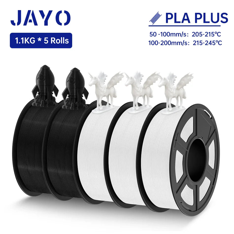 JAYO PLA / PLA Plus/ SILK PLA / PLAMeta/TPU SILK/ABS / PETG 3D Filament 1.75mm 0.65/1.1KG 3D Printer Filament PLA Rainbow 5Roll