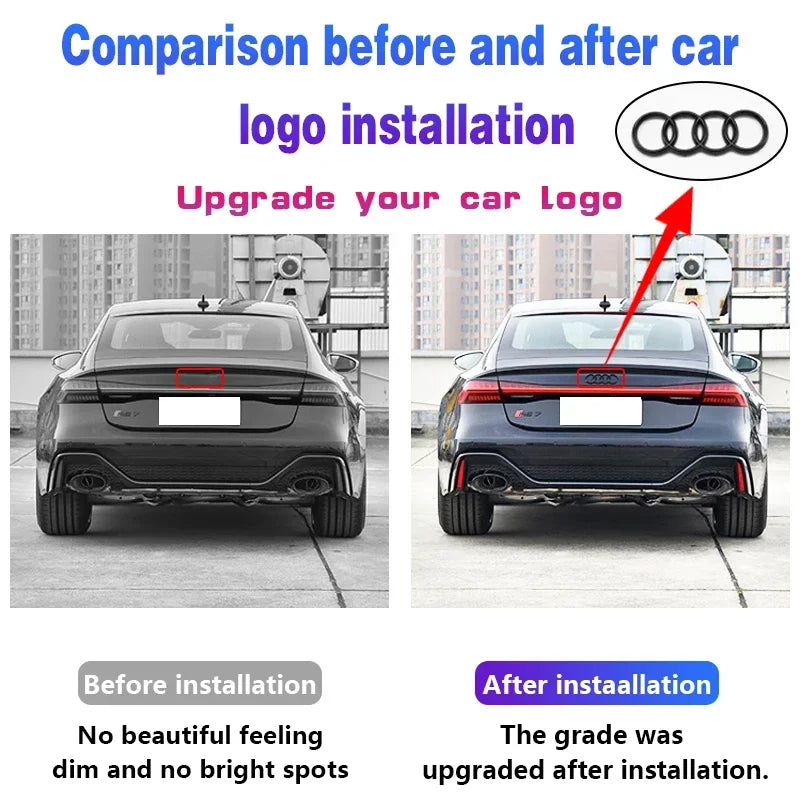 ABS 4 Rings Logo Audi Emblem Car Front Hood Emblem Bonnet Badge Rear Trunk Badge For Audi A3 A4 A5 A6 A7 A1 Q2 Q3 Q5 Q7 Q8 TT