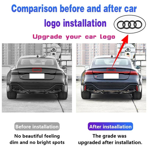 ABS 4 Rings Logo Audi Emblem Car Front Hood Emblem Bonnet Badge Rear Trunk Badge For Audi A3 A4 A5 A6 A7 A1 Q2 Q3 Q5 Q7 Q8 TT