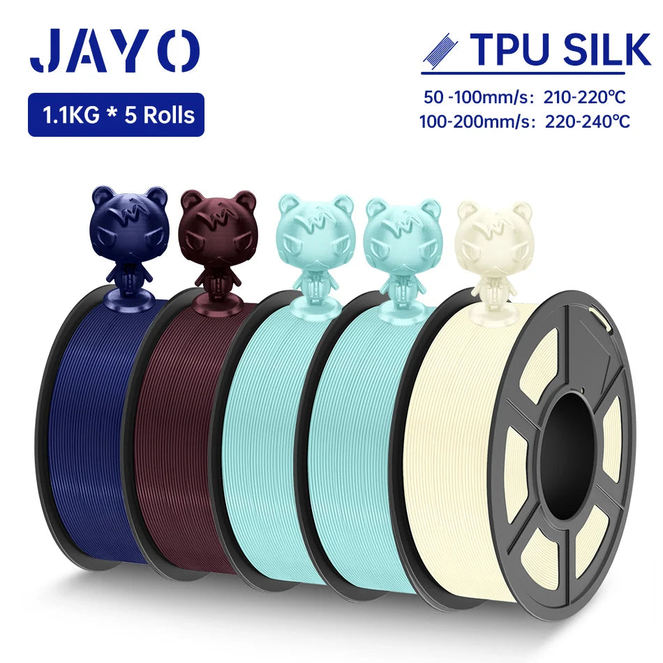 JAYO PLA / PLA Plus/ SILK PLA / PLAMeta/TPU SILK/ABS / PETG 3D Filament 1.75mm 0.65/1.1KG 3D Printer Filament PLA Rainbow 5Roll