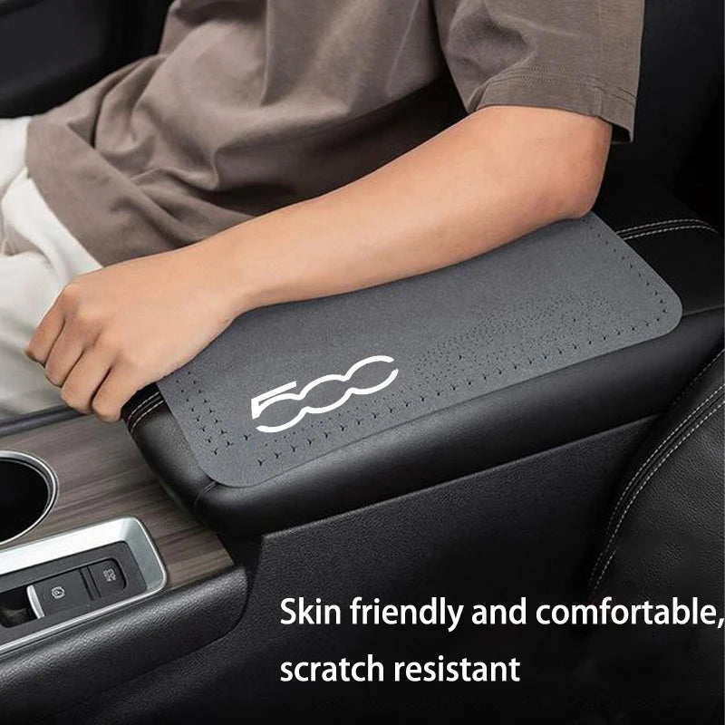 Leather Car Central Armrest Mat Console Arm Rest Seat Mat Interior for Fiat 500 500C 2012 500X 500L Abarth 695 Car Accessories